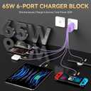 USB C Fast Charger Block, iPhone Charger Fast Charging Blocks 65W Multi Port Charger 6-Ports PD & QC Charging Cube Brick Power Adapter Type C Wall Chargers for iPhone 17/16/15/14/13/12 Pro Max, iPad
