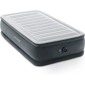 Intex 67765ED Dura-Beam Deluxe Comfort-Plush Mid-Rise Air Mattress : Fiber-Tech  Twin Size  Built-in Electric Pump  13in Bed Height  300lb Weight Capacity (Grey)