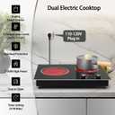 VBGK Electric Cooktop,2100W Built-in & Countertop 2 Burner Electric Cooktop,Electric Stove Top with10 Heating Level, Timer & Kid Safety Lock, LED Knob Touch Control Electric Burner with Plug