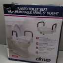 Drive Medical 2-in-1 Raised Toilet Seat with Removable Padded Arms - Elevated Bathroom Safety Support - Secure Locking Attachment - Easy Height Assistance - Durable Construction, Standard Toilets