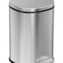 Cesun Bathroom Trash Can with Lid, 1.3 Gallon Small Garbage Can with Foot Pedal, Metal Round Wastebasket for Bathroom, Bedroom, Office, Silver