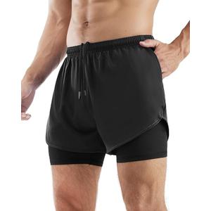 GADIEMKENSD Men's Athletic Shorts with Multiple Pockets, Quick Dry Breathable Gym Shorts for Basketball Workout Running Work, UPF 50+ Lightweight Active Shorts for Men Sports Black M