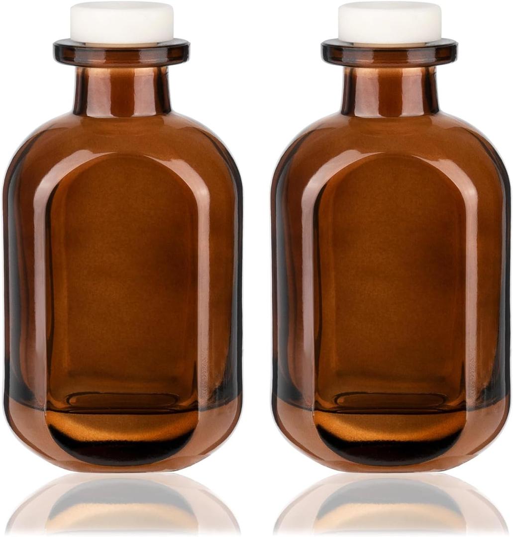 2 Pack 5oz/150ml Glass Reed Diffuser Bottles - Refillable Aromatherapy Storage Containers (Brown)