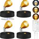 4 Pack Spot Lights Indoor, Rechargeable Wireless Plant Spotlight Indoor, 3 CCT Battery Operated Mini Spotlight, Ambient Lighting for Picture Wall Backdrop Decor (Black)