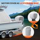 1200D Heavy Duty Waterproof T-Top Boat Center Console Cover with Motor Cover, Thick Tear-Resistant Marine Grade Polyester for T-Top Boat Center Console and Helm, 110" L x 60" W x 84" H, Gray