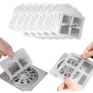 2 x Disposable Hair Drain Stickers,100 PCS Floor Drain Sticker, Disposable Shower Drain Cover Hair Catcher Shower Drain Mesh Stickers, Sewer Filter Screen, Bathroom, Laundry, Bathtub, Kitchen, Sink