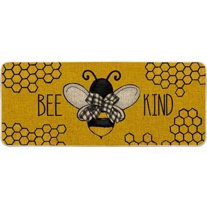 Artoid Mode Bee Kind Bow Tie Yellow Spring Doormat, Summer Home Decor Low-Profile Switch Rug Door Mat Floor Mat for Indoor Outdoor 24x59 Inch