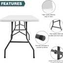 FDW 8 Foot Outdoor Dining Table, Foldable Portable Rectangular Plastic Folding Table with Built in Carrying Handle for Party and Wedding Use, White