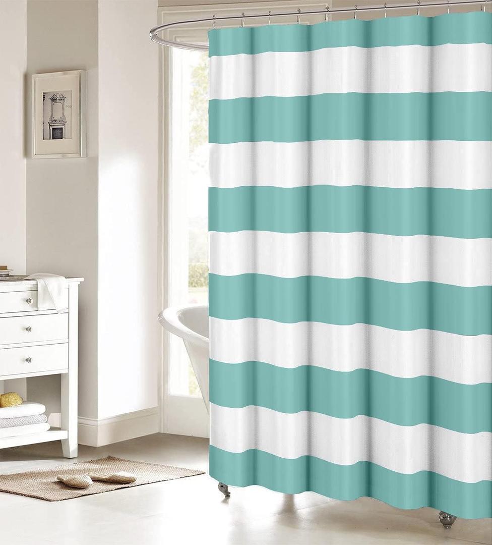 Aqua Stripe Shower Curtain for Bathroom, Waterprrof Polyester Fabric Shower Curtains Teal Blue Decorative Curtains for Bathroom Curtain Sets with Hooks Extra Long, 6F×6F
