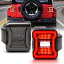 Full LED Tail Light Fit for Jeep Wrangler JL 2018-2024 (For Stock Halogen Model to Upgrade to FULL LED),Brighter Rear Light Set Brake Lamp Tail Lamp Assembly Replacement,Smoked Lens