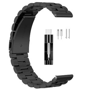 Classic Stainless Steel Metal Band for Amazfit Bip 6/Bip 5/GTR 4 3 Pro/GTR 4 3 2 2E/GTR 47mm Smart Watch Bracelet with Adjustment Tool for Huawei Watch 4/4pro/GT 5 3 46mm/GT 3 2 Pro/GT 2e/GT 46mm/Watch 3/Stratos 3 2 Pace