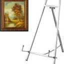 Leinuosen Metal Easel Stand 16.5" H x 8.7" W x 4.3" D Table Top Easel Stand for Display Tripod Art Picture Mirror Modern Plate Holder for Display Book Photo Wedding Sign(Silver)