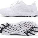 Racqua Women's Water Shoes Swim Sea Breathable Quick Dry Barefoot Shoes Beach River Pool Aqua Shoes White 7.5 Women/ 6.5 Men
