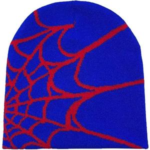 Pooyikoi Y2K Gothic Spider Pattern Wool Acrylic Knitted Hat Women Beanie Winter Warm Beanies Men Casual Skullies Outdoor 