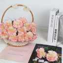 16PCS Pink Carnations Artificial Flowers 14.8'' Fake Carnation Silk Flowers with Stem Faux Carnations Flowers for Home Table Centerpiece Wedding Decorations Floral Arrangements (Pink Edge)
