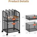 Marbrasse Rolling File Cart with Adjustable Dividers, Mobile File Cabinet on Lockable Wheels, Office Filing Cabinet Organizer, Hanging File Folder Organizer for Home Office - Dark Brown