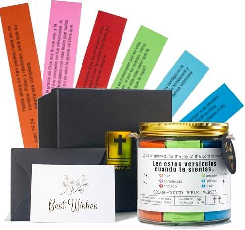 Leeme Cuando te Sientas Versículos en Español(120pcs),Frasco de Versículos Bíblicos en Español,Inspirational Bible Verse in Jar Spanish Version,Biblical Gifts in Spanish,Regalos Cristianos para Mujer
