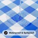 Smiry Square Picnic Table Cloth, Elastic Waterproof Fitted Vinyl Tablecloths, Flannel Backed Buffalo Plaid Table Covers for Dining, Camping, Outdoor (White and Blue, 42" x 42")