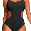 Tempt Me Women's Cutout One Piece Swimsuits High Cut Monokini Scoop Neck Bathing Suit (X-Large, Black)