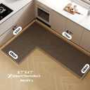 L Shape Kitchen Mat, Anti-Slip Corner Kitchen Mats for Floor, 1 Piece L Shape Rug, Absorbent Runner in Front of Sink, Washable Floor Rugs for Home,Kitchen,Office(Black/Brown Right-L,6'7" x 4'7")