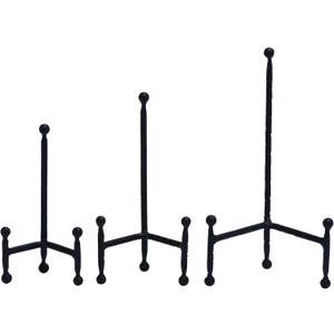 Deco 79 Metal Display Easel Tabletop Easel with Ball Details, Set of 3 Display Stand 12", 10", 8"H, Black