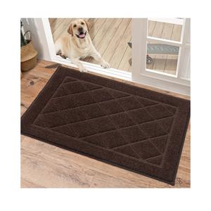 BEQHAUSE Dirt Trapper Door Mat 20" x 32", Doormat Non-Slip Entryway Rugs Washable, Dog Door Mat Stain Resistant and Absorbent Welcome Floor Mat for Front Back Door, Mud Wet Shoes & Paws, Brown