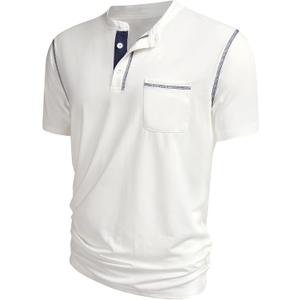 Hardaddy Men's Short Sleeve Henley Shirts Casual Summer Lightweight Button Henley Solid T-Shirt Tops (3X-Large)
