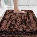 Yimobra Chenille Bathroom Rugs Non Slip, Extra Thick Soft Absorbent Bath Rug, Machine Washable Quick Dry Bath Mat for Bathroom Floor, Tub and Shower, Home Decor Accessories, 24x17, Brown