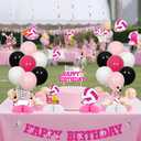 Volleyball Birthday Party Decor Girls Volleyball Happy Birthday Backdrop Banner Hanging Swirls Ball Game Honeycomb Centerpieces Pink Sports Lover Cake Toppers Sports Table Decor for Girls