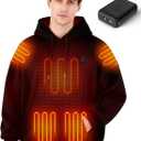 Heated Hoodie for Men Women with 20000mAh Battery Pack,9 Heating Zones,3 Temperature Settings,Unisex Pullover Heated Sweatshirt,Ideal for Winter Outdoor Activities/Daily Office Wear,X-Large
