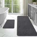 OLANLY Bathroom Rugs Sets 2 Piece, Soft Absorbent Chenille Bath Mats Area Rug Set, Non-Slip, Quick Dry, Machine Washable Bath Mats for Bathroom, Home Decor Accessories (47"x20"+24"x16", Dark Grey)