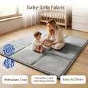 Goyuu Foldable Baby Play Mat for Floor, 50x50 Playpen Mat,Super Soft Velvet 0.8" Baby Tummy Time Mat, Non-Slip Water-Resistant Easy Clean Foam Playmat for Baby,Grey