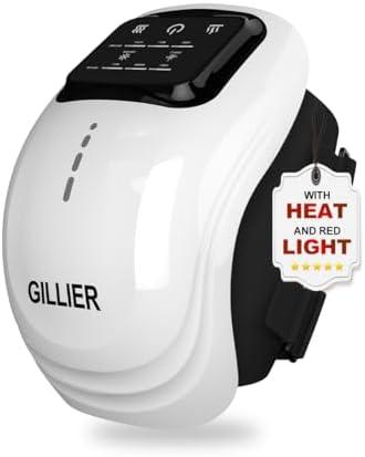 GILLIER Knee Massager Smart with Heat, Red Light and Massage Therapy, 2025 Updated Edition, Gifts for Grandma & Grandpa, White, 2. Pack