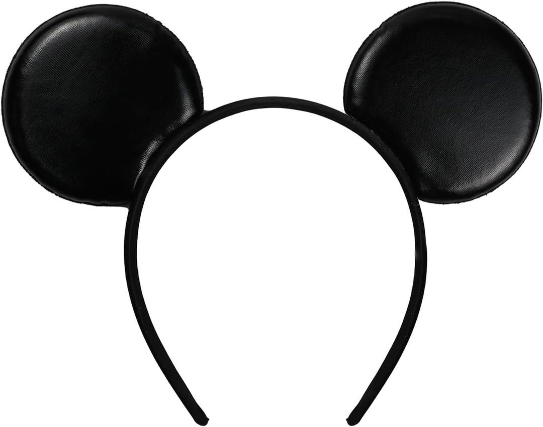 JIAHANG Mouse Ear Headband for Unisex Adult (Pu Black)