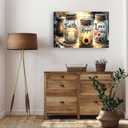 Pormipone Framed Canvas Wall Art Faith Hope Love Mason Jar Sunflower 24x36