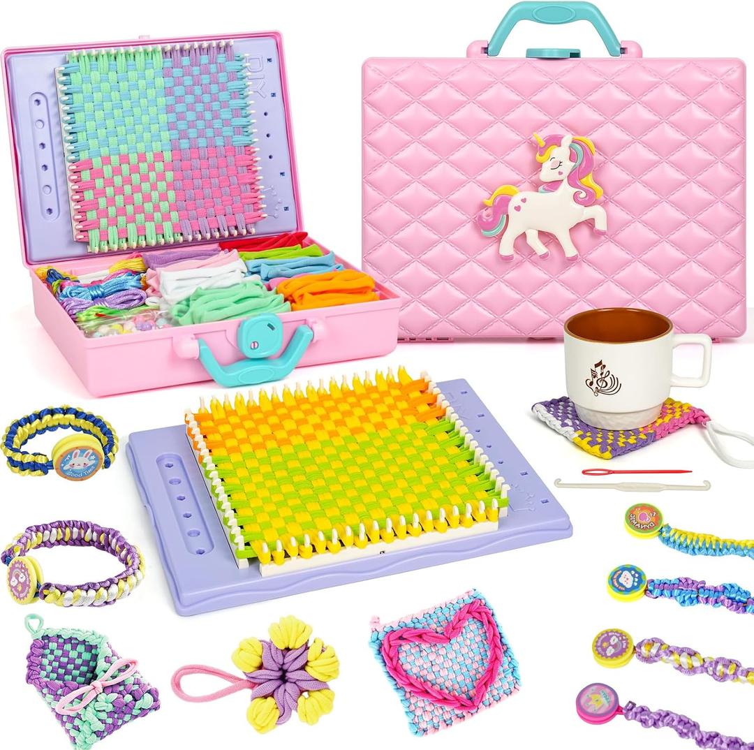 Friendship Bracelet Making Kit for Girls,Quick Maker DIY Arts and Crafts Toys, Best Christmas & Birthday Gifts for 6-12 Year Old Girls (Pink)