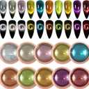 3 x 9D Cat Eye Effect Gold Chrome Nail Powder, Magnetic Holographic Nail Powder, Mirror Effect Manicure Pigment Dust Glitter for Salon Home Nail Art DIY Design (01)