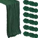 5 Pack Emerald Green Cheesecloth Table Runner 10Ft Gauze Cheese Cloth Table Runner 35x120 Inch Boho Sheer Rustic Fabric for Party Decor Baby Shower Summer Wedding Centerpiece Home Table Decorations