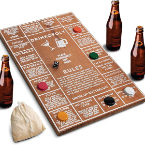Hammer + Axe Drinkopoly Game for Adults, Fun Drinking Games for Bars and Parties, Vintage Game Board Design in Wood, Amazing Look in Bar or Man Cave, Perfect Icebreaker, Get The Party Started Right