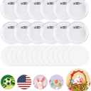 Happizza 50pcs Acrylic Clear Button Pins,2.17 Inch Custom Buttons Pin Badges, DIY Blank Pins,Round Photo Buttons Personalized Button Making kit for Craft