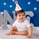 BAOBAOJOY Girls' First Birthday Cone Hat–Glitter White with Pink Pom Topper, Perfect for Cake Smash & Baby's 1st Birthday Photos, Perfect Party Decoration(1Glitter White)