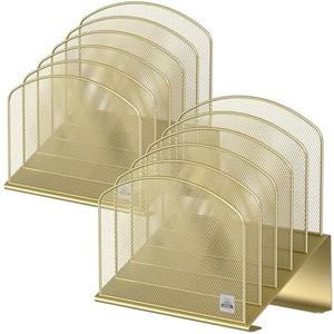 Delifox Inclined Desk File Organizer, Vertical File Folder Holder Stand Metal Rack File Sorter for Office Classroom Desktop Organization