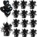 Aluminum Foil Balloon Weights for Parties (12 pcs) - 0.31lb (140g) Each - Premium Balloon Anchors for Birthday, Wedding, Dinner, Indoor & Outdoor Decorations(Black 12pcs)