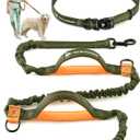 Pet Dreamland Exquisite Hands Free Leash for Large Dogs. Ultimate Comfort & Freedom for Running, Walking and Hiking. Premium Quality, Durable & Versatile Dog Walking Belt. Your Dog Will Love It. (Khaki & Orange)