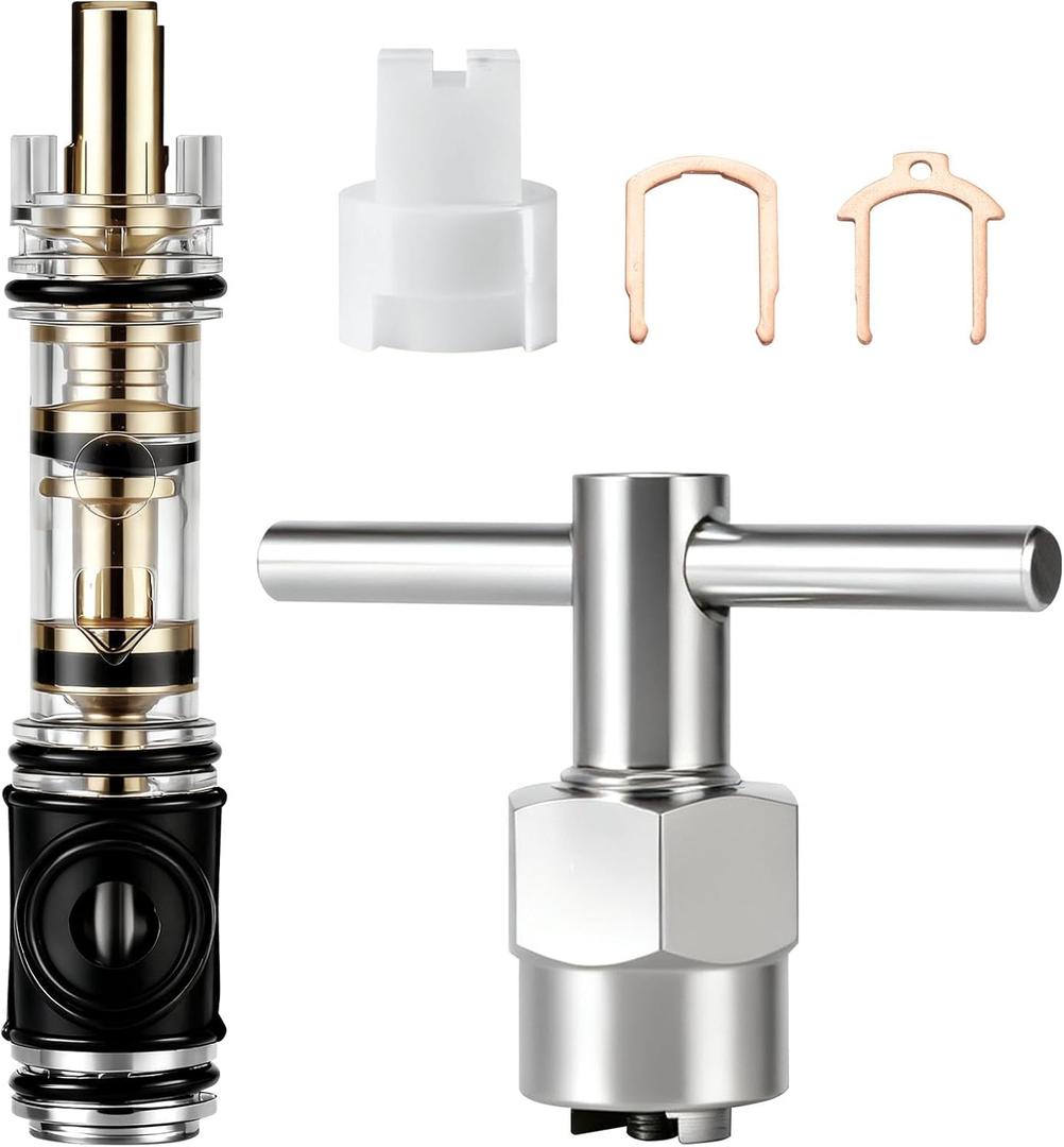 1 set 1225 Replacement Cartridge with 104421 Removal Tool, Compatible with Moen 1225/1225B, Shower Cartridge for One Handle Bathroom Faucets/Showers (1)