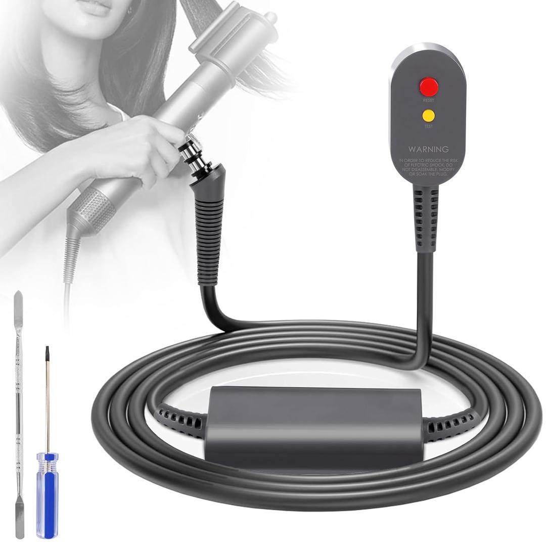 Replacement for Airwrap Styler Power Charger Cable, Compatible with Dyson Airwrap Styler Power Cord Cable Adapter Plug Accessories, 110V Hair Styler Curler Power Cord Cable Repair Kit (Black + AC Adapter)