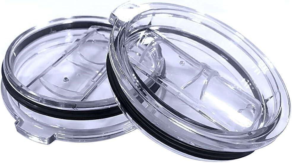 2 Replacement Lids for Stainless Steel Tumbler Travel Cup - Fits OF Inner diameter 3.7 to 3.74 INCH Yeti Rambler and others (Transparent) (30 OZ)