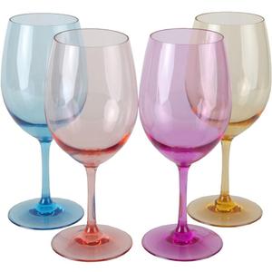 Lily's Home Unbreakable Acrylic Wine Glasses, Made of Shatterproof Tritan Plastic and Ideal for Indoor and Outdoor Use, Reusable (Multi - Light) - 20 oz each, Set of 3