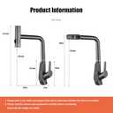 BEITH Waterfall Kitchen Sink Mixer Taps with Pull Out Sprayer, 3 Modes Kitchen Sink Faucet, 360 Rotation, Digital Display, Single Lever Kitchen Tap, 59A Copper, Anti-Corrosion, Durable (Gun Gray)