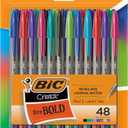 BIC Cristal Xtra Bold Ballpoint Pens, Bold Point (1.6mm), NEW ASSORTED COLORS, 48 Pack
